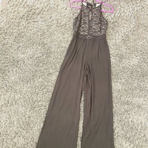 NIGHTWAY Black Sequined Lace Jumpsuit size 10